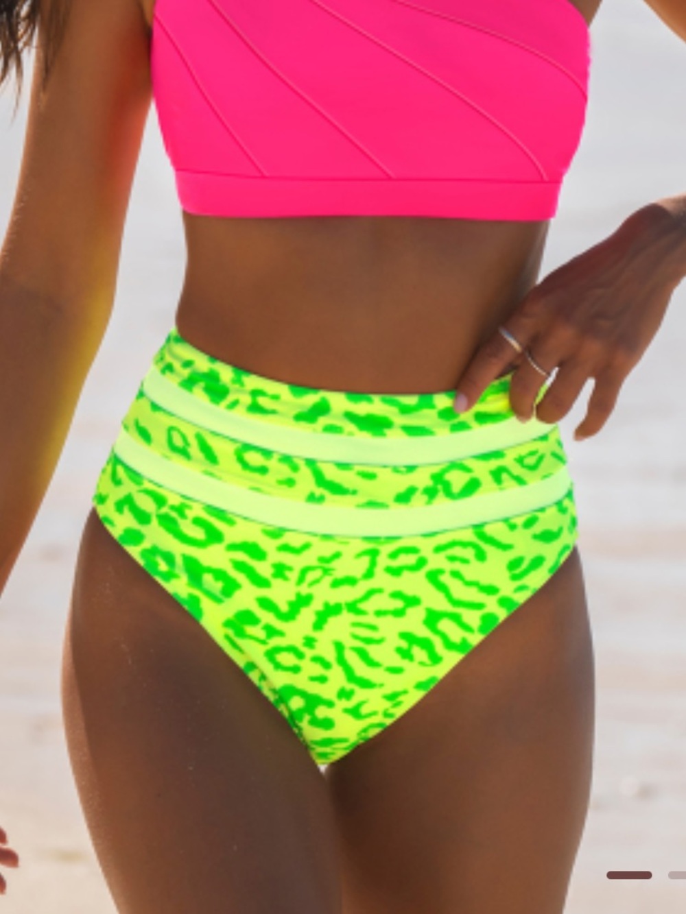 NWT POPVIL Leopard Mesh Patchwork Bikini Bottoms size XLarge